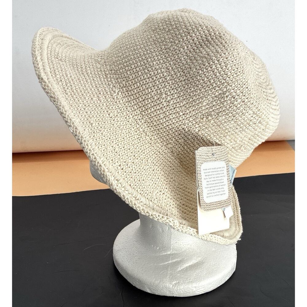 San Diego Hat Company Crochet Floppy Sun Hat Natural Wide Shapeable Brim OS NWT - Picture 4 of 5